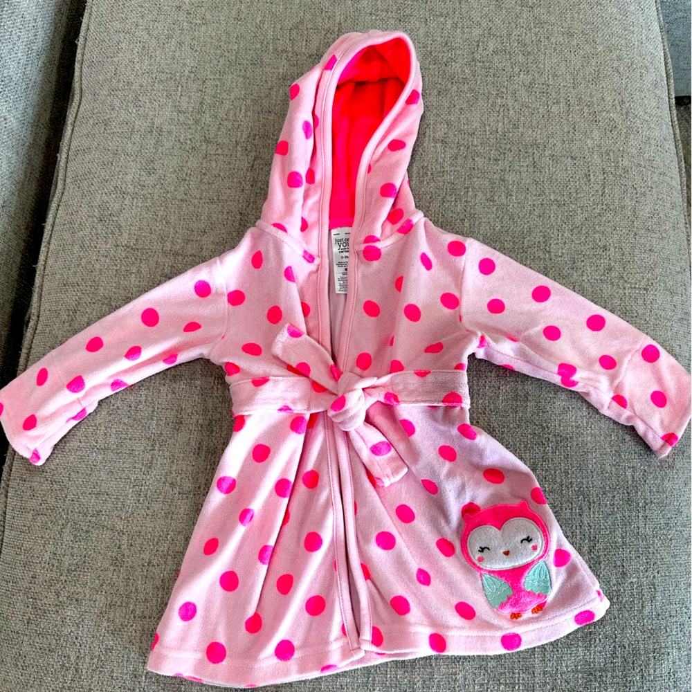 Just one you pink polka dot hooded towel